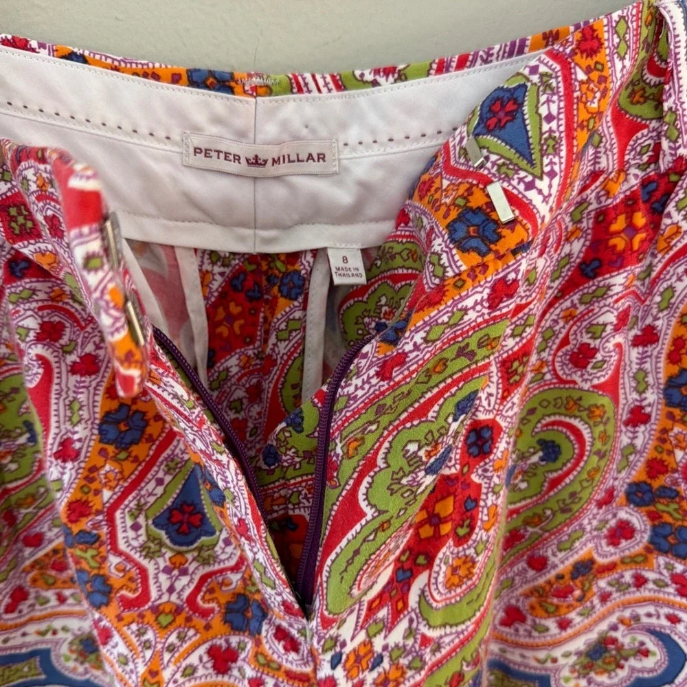 Peter Millar Womens Paisley Print Shorts‎ Red Green Blue Multi Color Size 8